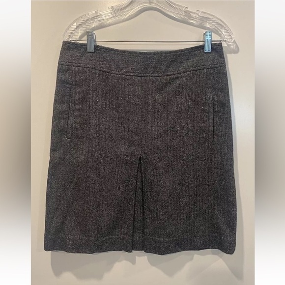 LOFT Dresses & Skirts - Ann Taylor Loft Herringbone Tweed Wool Blend Reverse Pleat Skirt Womens 6 (1056)